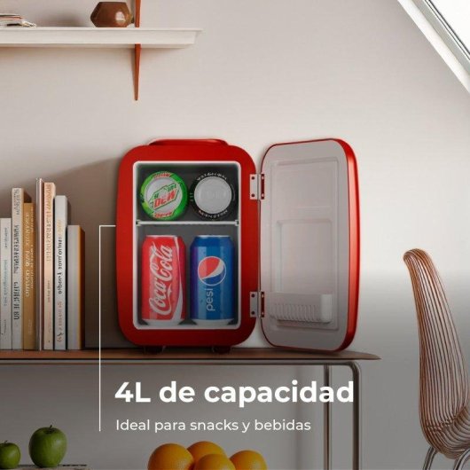 Nevera Portátil Evvo F4 Mini Retro Roja 4L Frío y Calor