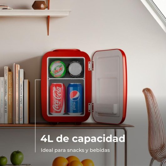 Nevera Portátil Evvo F4 Mini Retro Roja 4L Frío y Calor