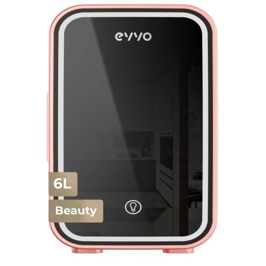 Nevera portátil EVVO F6 Beauty 6 L Espejo con Luz LED Rosa