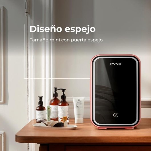Nevera portátil EVVO F6 Beauty 6 L Espejo con Luz LED Rosa