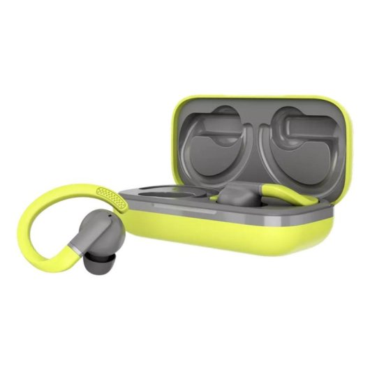 Auriculares Canyon OnRun 11 Sport inalámbricos Bluetooth para llamadas y deporte gris y amarillo