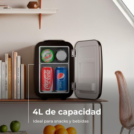 Nevera portátil Evvo Home F4BK 4L retro negra frío/calor 12V/220V silenciosa