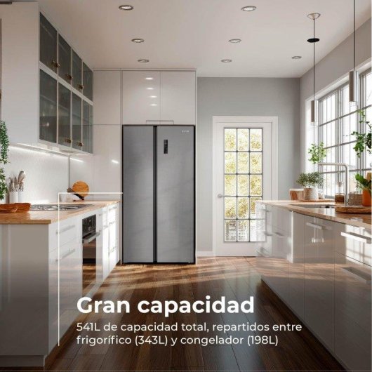 Frigorífico Americano Evvo F91S Total No Frost 178cm 541L E Plata Motor Inverter