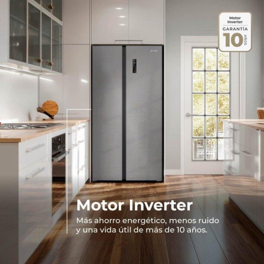 Frigorífico Americano Evvo F91S Total No Frost 178cm 541L E Plata Motor Inverter