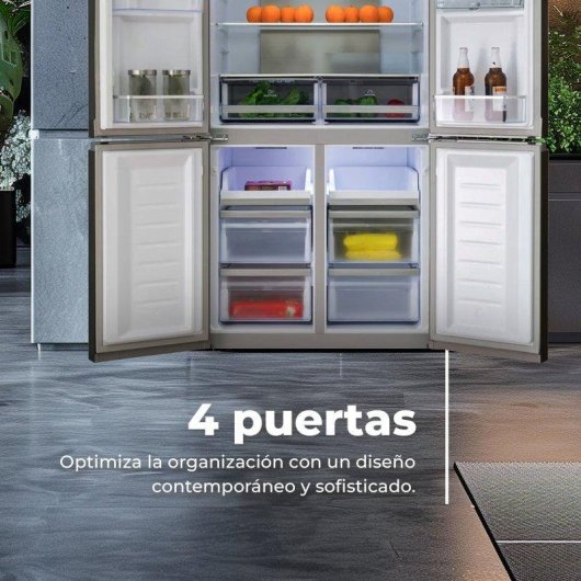 Frigorífico Americano Evvo F100B Glass Aqua Total No Frost 189,5cm 560L E Cristal