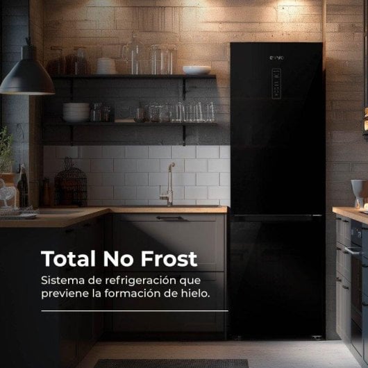 Frigorífico Combi Evvo F59b Glass No Frost 185cm 344L E Negro