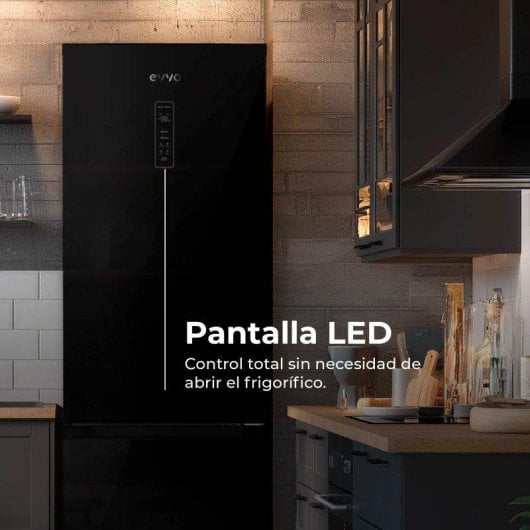 Frigorífico Combi Evvo F59b Glass No Frost 185cm 344L E Negro