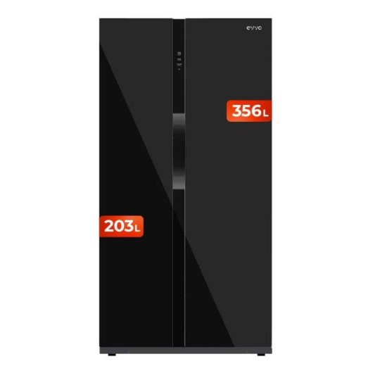Kühlschrank Amerikanisch Evvo Home EVVO F90B Glass Total No Frost 177cm 550L D Schwarz Glas