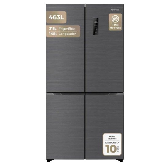 Frigorífico Cuatro Puertas Evvo F80dx Total No Frost 180cm 463L E Inox Motor Inverter