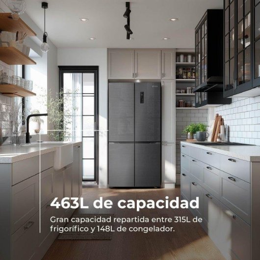 Frigorífico Cuatro Puertas Evvo F80dx Total No Frost 180cm 463L E Inox Motor Inverter