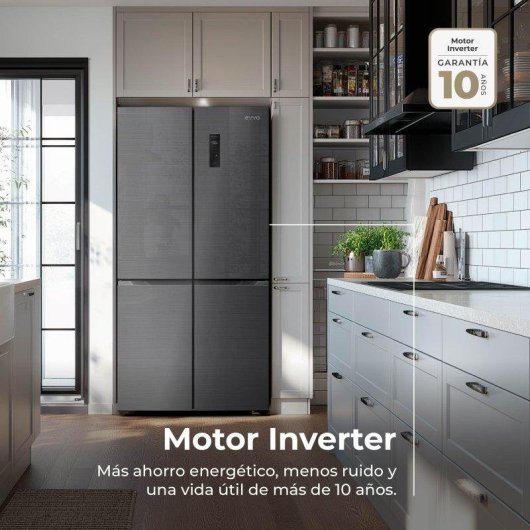 Frigorífico Cuatro Puertas Evvo F80dx Total No Frost 180cm 463L E Inox Motor Inverter