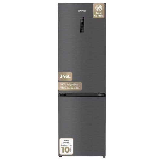 Frigorífico Combi Evvo F59DX Total No Frost 185cm 346L D Dark Inox