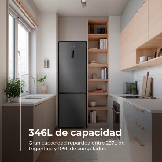Frigorífico Combi Evvo F59DX Total No Frost 185cm 346L D Dark Inox