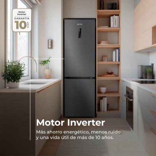 Frigorífico Combi Evvo F59DX Total No Frost 185cm 346L D Dark Inox