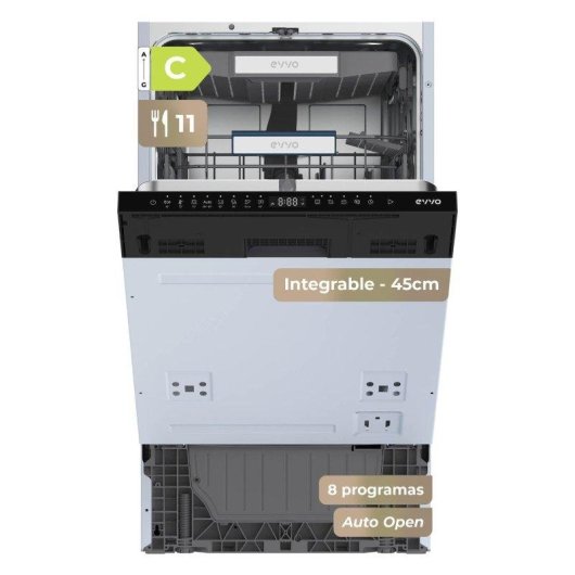 Lavavajillas Evvo Home Di.4 Slim 11 cubiertos C con apertura automática