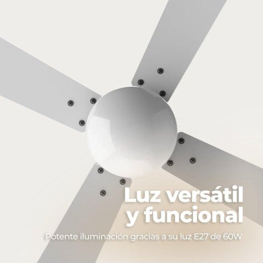 Ventilador de Techo con Luz Evvo Home V415 Steel 56W 106cm 3 Velocidades Motor de Cobre Silencioso Función Invierno