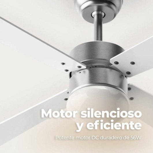 Ventilador de Techo con Luz Evvo Home V415 Steel 56W 106cm 3 Velocidades Motor de Cobre Silencioso Función Invierno