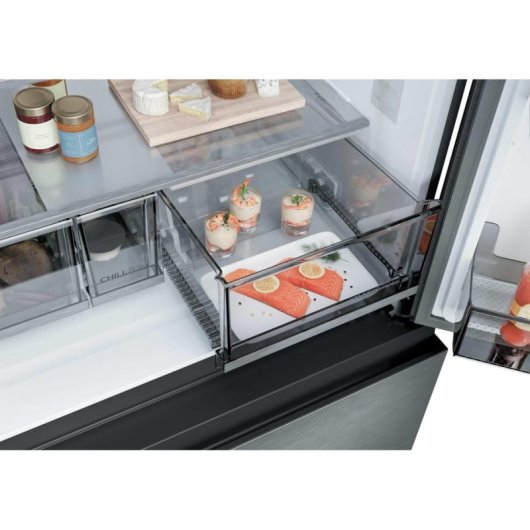 Réfrigérateur Américain Haier HFR59F18CWMM Total No Frost 182,5cm 700L C Inox IA