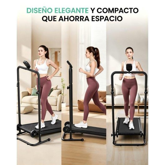 Cinta de correr plegable sin electricidad AKLUER con doble volante y monitor digital