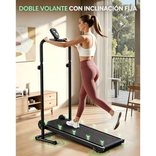 Cinta de correr plegable sin electricidad AKLUER con doble volante y monitor digital