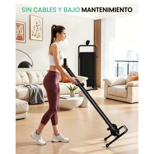 Cinta de correr plegable sin electricidad AKLUER con doble volante y monitor digital