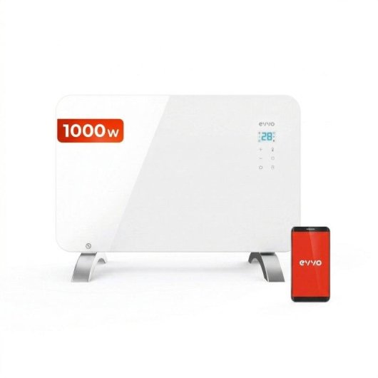 Convector eléctrico Evvo C1000 Cristal Blanco 1000W Wifi Mando
