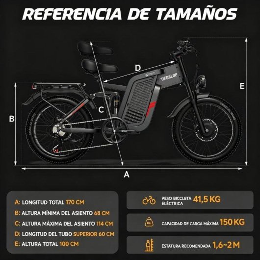 Bicicletta Elettrica Tifgalop F7 Doppio Motore 2000W