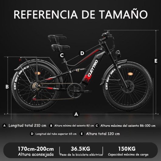 Bicicleta Eléctrica Cleytro ES7-B 750W 48V 18Ah 26"