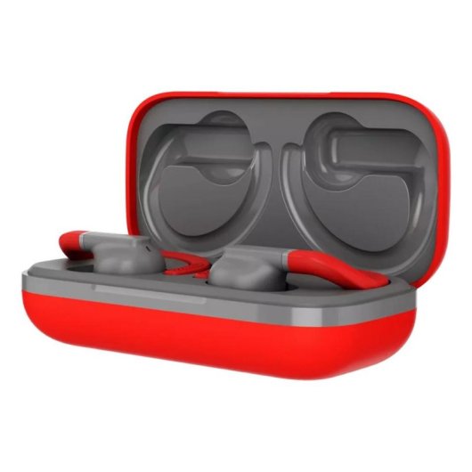 Auriculares CANYON OnRun 11 Sport inalámbricos Bluetooth 5.4 deportivos gris y rojo
