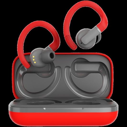 Auriculares CANYON OnRun 11 Sport inalámbricos Bluetooth 5.4 deportivos gris y rojo