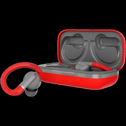 Auriculares CANYON OnRun 11 Sport inalámbricos Bluetooth 5.4 deportivos gris y rojo