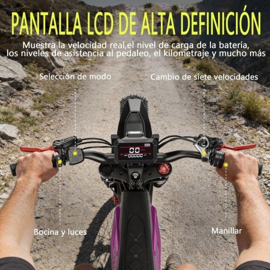 Bicicleta eléctrica Cleytro Fm110 1200W 80km neumáticos todoterreno