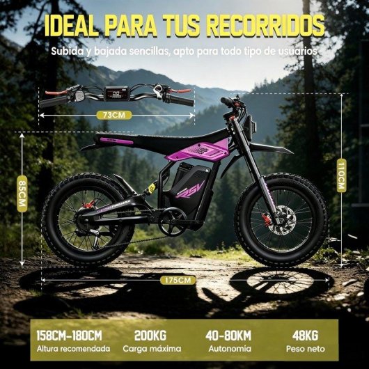 Bicicleta eléctrica Cleytro Fm110 1200W 80km neumáticos todoterreno