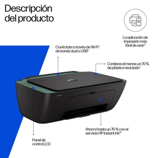 Multifunzione HP DeskJet 2923 Inkjet Colore WiFi Instant Ink Display LCD
