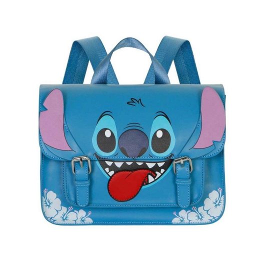 Mochila Karactermania Lilo and Stitch Tongue escolar azul con bolsillo frontal