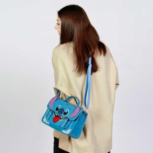 Mochila Karactermania Lilo and Stitch Tongue escolar azul con bolsillo frontal