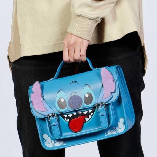 Mochila Karactermania Lilo and Stitch Tongue escolar azul con bolsillo frontal