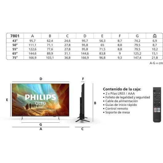 TV Philips QLED 43PQS7801/12 43" 4K UltraHD 60Hz Smart TV Titan OS HDR10+ Dolby Atmos