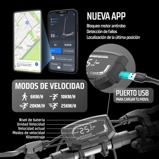 Patinete eléctrico Zwheel Zrino SE 600W Autonomía 35km Doble suspensión Negro