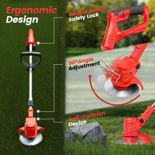 Desbrozadora eléctrica Blossom 21V 3 en 1 inalámbrica 2 baterías 15 cm roja