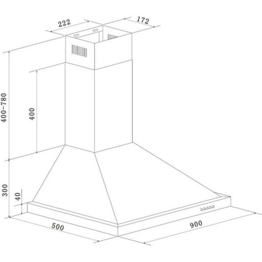 Campana extractora Respekta CH 44068-90 IXA aire saliente 90cm LED