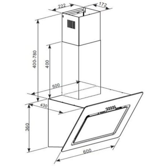 Campana extractora Respekta CH 22020 IXB aire saliente 60 cm acero fino
