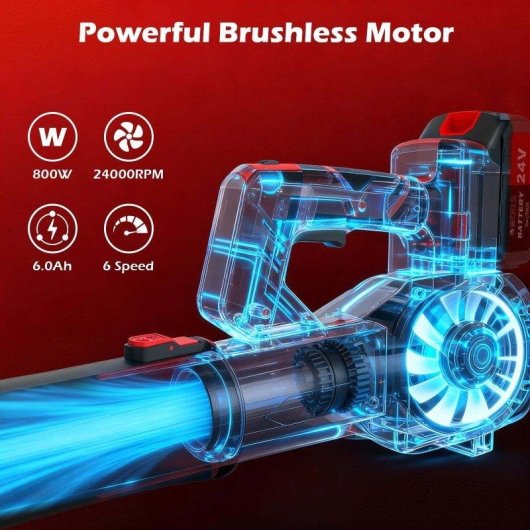 Soplador de Hojas Inalámbrico Blossom 21V 800W 6 Velocidades con 2 Baterías