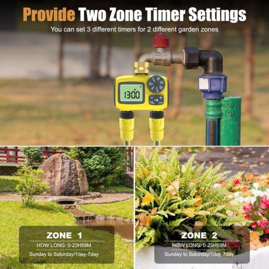 Programmatore Irrigazione Blossom LCD 2 zone manuale senza app giallo