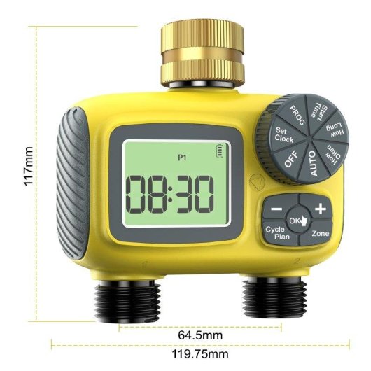 Programmatore Irrigazione Blossom LCD 2 zone manuale senza app giallo