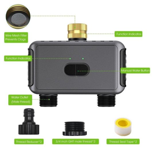 Programador de riego solar Blossom 2 Zonas con batería recargable