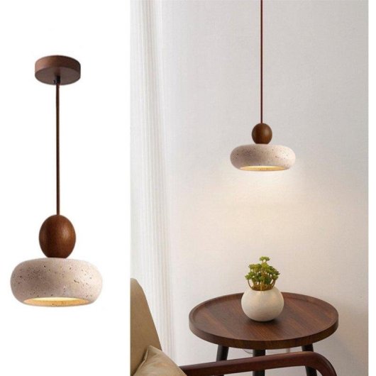 Lámpara colgante Blossom esfera nogal LED regulable 3 temperaturas Ø15 cm