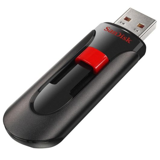 Unidad flash USB SanDisk Cruzer Glide 64GB USB 2.0 deslizante negro rojo