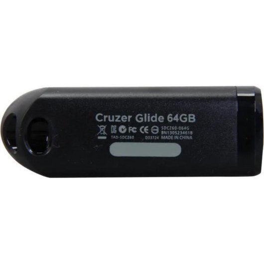 Unidad flash USB SanDisk Cruzer Glide 64GB USB 2.0 deslizante negro rojo