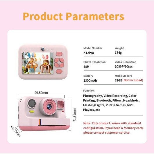Cámara Compacta Blossom K12Pro-32G 48MP Doble Lente Bluetooth Blanca